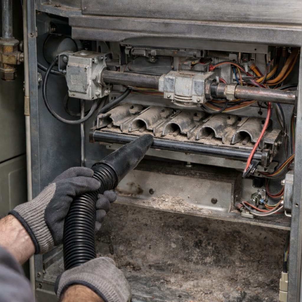 Furnace and duct cleaning package being performed together