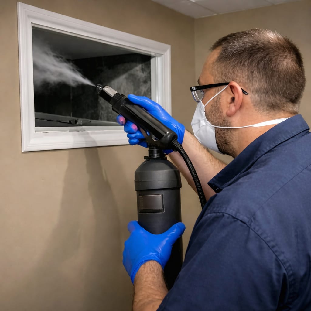 Sanitizing HVAC ducts to improve air quality